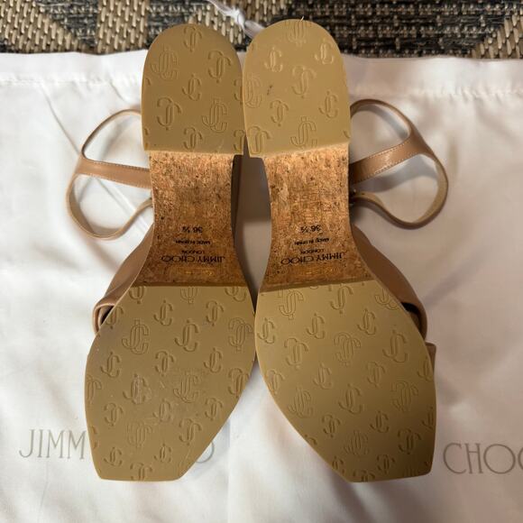 Jimmy Choo Heloise Leather Ankle-Strap Platform Sandals Size 36.5 - Picture 8 of 10